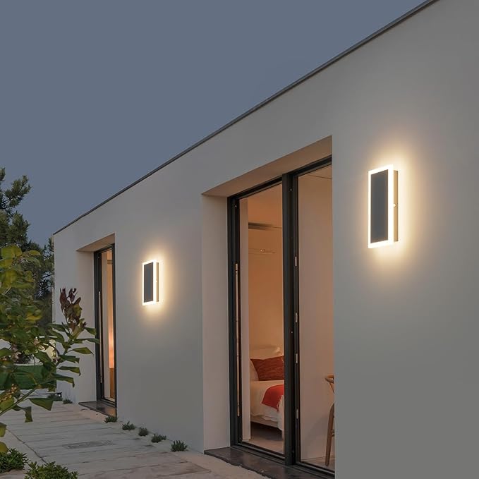 Modern LED Outdoor Wall Sconce 3000K 18W LED Outdoor Wall Mount Light Anti Rust Porch Light IP65 Waterproof Exterior Sconce for PorchFront DoorPatio