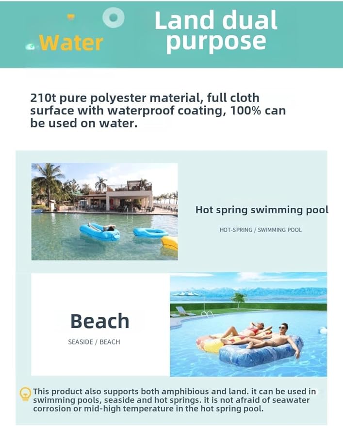 Compact Pump-Free Inflatable Lounger Portable Waterproof Air Leakage-Proof Design for Backyard Beach Trips Camping picnics and Music Festivals (A)