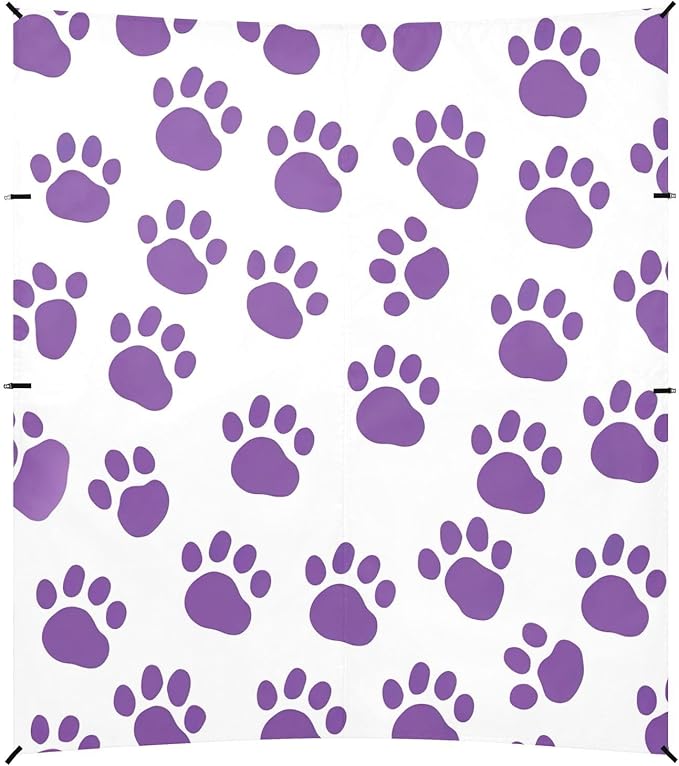 Paw Prints Purple Beach Tent Sun Shelter 9.2' x 10.5' Beach Canopy with 4 Sandbags 4 Stability Poles Sand Shovels - Tent Canopy for Beach Camping Fishing Picnics