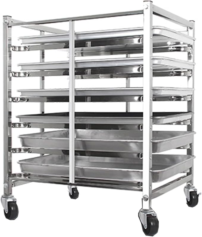 Quick Rack for Baking Pans6-Tier Mobile Bread Pan Rack with Open Shelves for Bakeries Restaurants &amp Catering - Heavy-Duty Dough &amp Pizza Baking Storage Solution