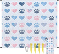 Waterproof Sandproof Beach Blanket 59''×68'' Heartwarming Footprints Polyester Outdoor Picnic Blanket with 4 Stakes &amp Storage Bag for BeachCampingVacation Blue