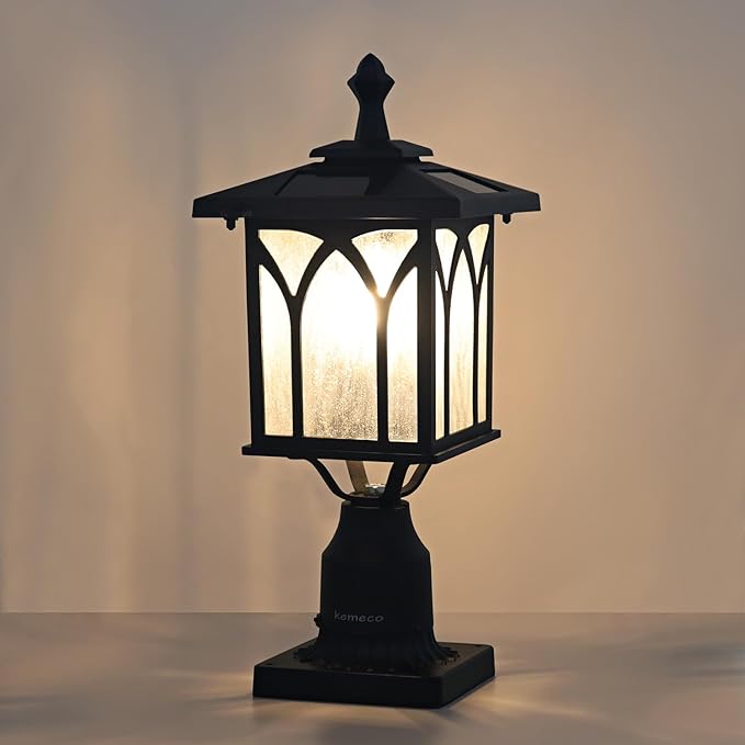 Kemeco Solar Post Light Outdoor Cast Aluminum LED Lamp Fixture with 3-Inch Fitter Base for Yard Garden Post Pole Gates Pillar Mount Landscape Driveway Decor