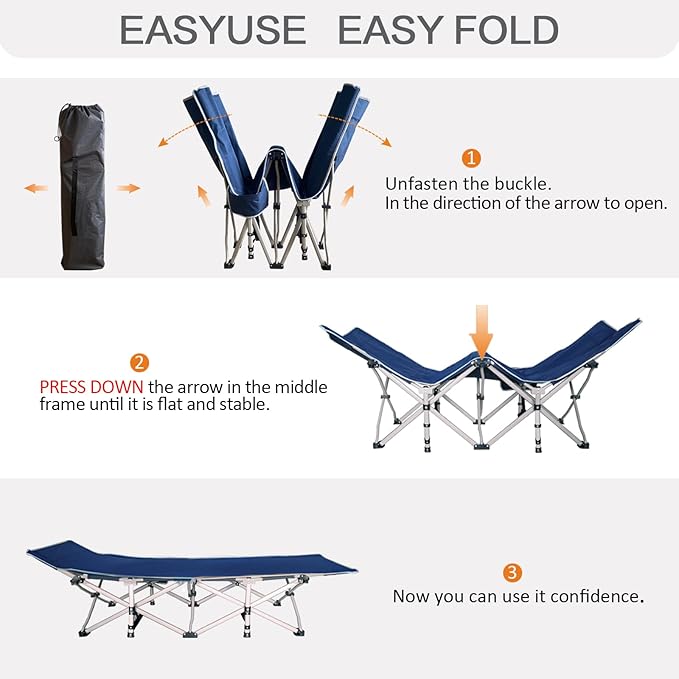 Heavy Duty Camping Cot 2 Pack with Comfortable Mattress and Pad Portable Sleeping Bed for Adults Ideal for Outdoor Vacations Includes Carry Bag Perfect for 2 Persons