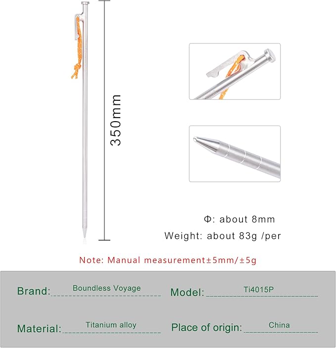 Boundless Voyage 6pcs/lot Titanium Alloy Tent Pegs Outdoor Camping Awning Tent Stakes Lightweight Hiking Climbing Tent Nail 24cm/30cm/35cm