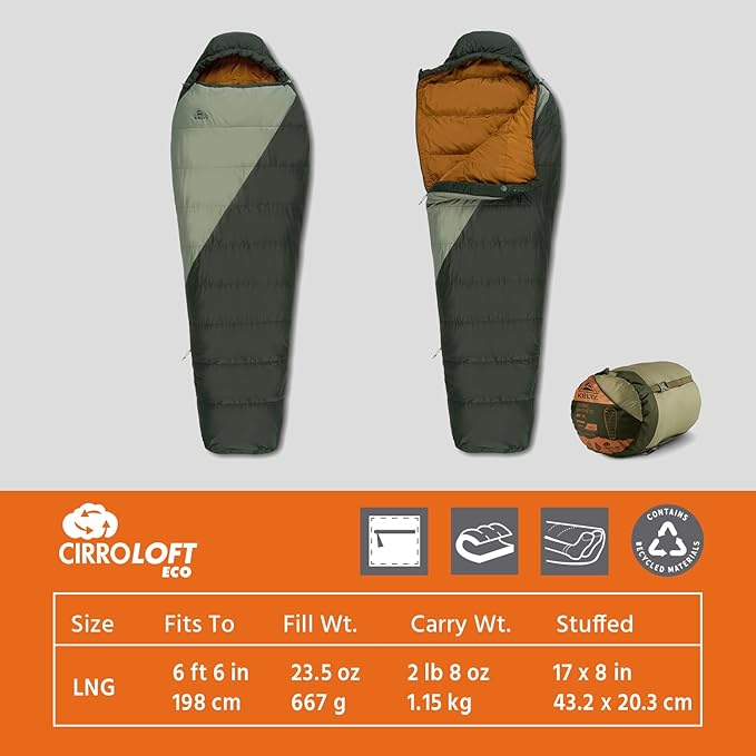 Kelty Cosmic Synthetic Fill 40 Degree Backpacking Sleeping Bag with Compression Straps Compact and Lightweight 2022