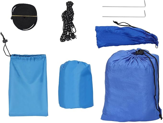 Camping HammockPortable Camping Hammock with Mosquito Net and Waterproof Tarp200kg Heavy-Duty Hammock for BackpackingHikingTravel-Lightweight and Compact Blue Design