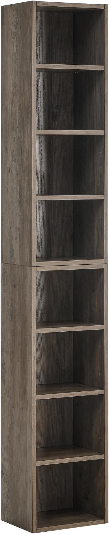 8-Tier Media Tower Rack CD DVD Slim Storage Cabinet with Adjustable Shelves Tall Narrow Bookcase Display Bookshelf for Home OfficeMulti-Functional Double-Decker Bookcase