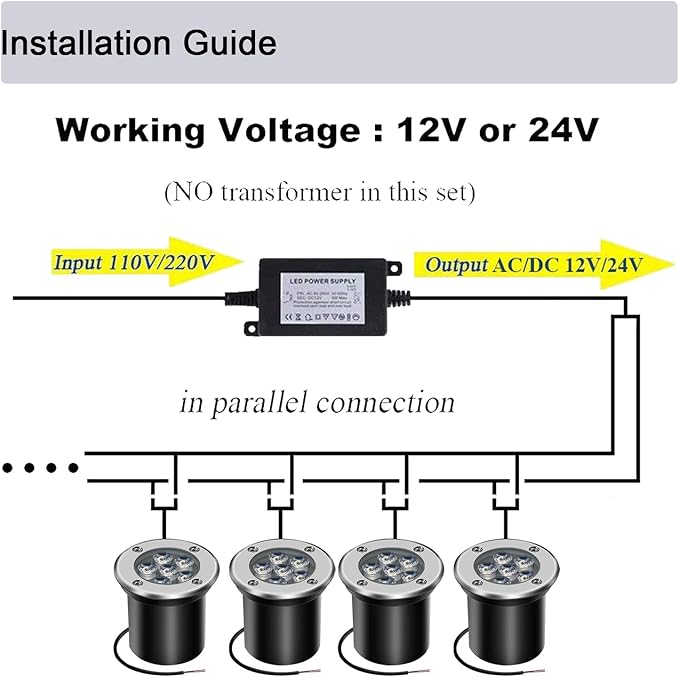 Low Voltage Landscape Light LED In-Ground Lighting with Connectors Well Lights Bright White Waterproof IP67 6W 12V 24V Outdoor Pathway Lights for YardLawnPatioWalkway(Cool White)