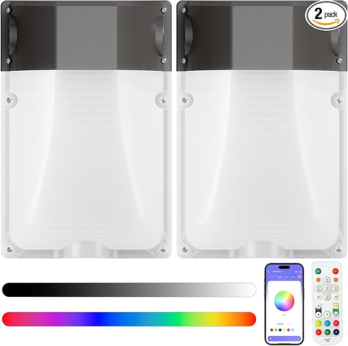 Outdoor Wall Light2Pack 30W RGBCW LED Wall Pack Light with Photocell146 Scene ModesIP65 Waterproof for Outdoor DecorDIY Lighting EffectsCommercial Security Lighting Garage WarehouseETL