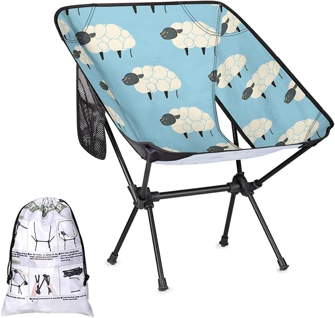 Honeybaby Folding Camping Chair Sheep Abstract Camping Chairs Lightweight Portable Chair Outdoor Foldable Chairs for Camping Travel Picnic Beach Hiking