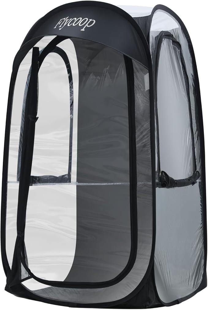Sports Tent: Flycoop Portable Weather Pop Up Pod 1 Person to Provide Shelter from Wind Rain and Cold Weather Shelter for Outdoor Activities Sports Events Camping and Hiking