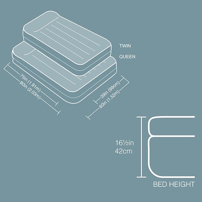 Intex 66707E Comfort Bed - Rising Comfort Twin Airbed with built-in Electric Pump