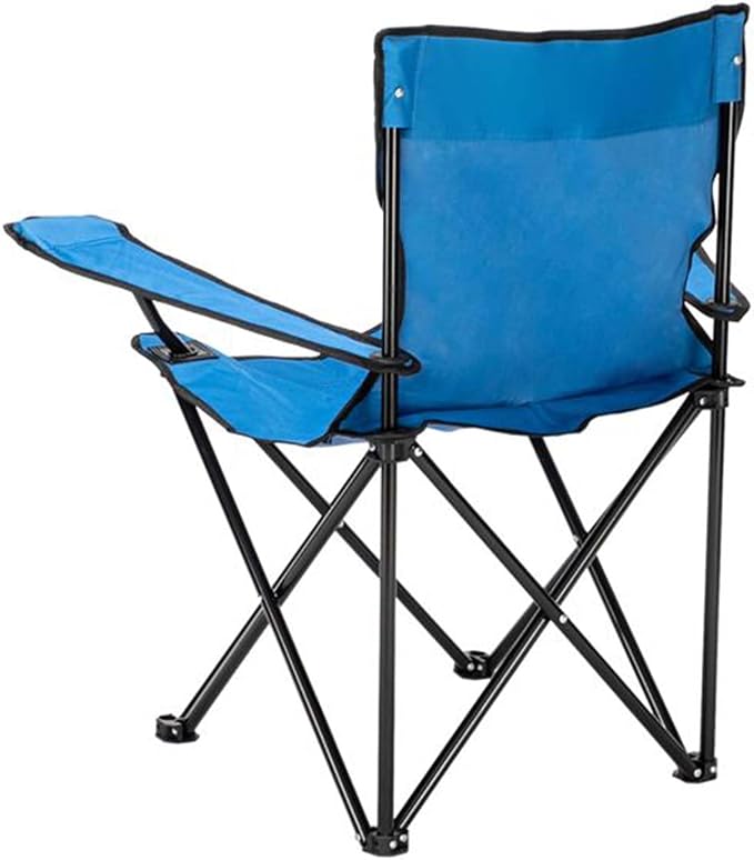 Foldable Camping Chair Portable Camping Chairs with Arm Rest Cup Holder &amp Carry Bag Lightweight Beach Chair for Adults Heavy Duty Arm Chair for Beach Lawn Picnic Blue