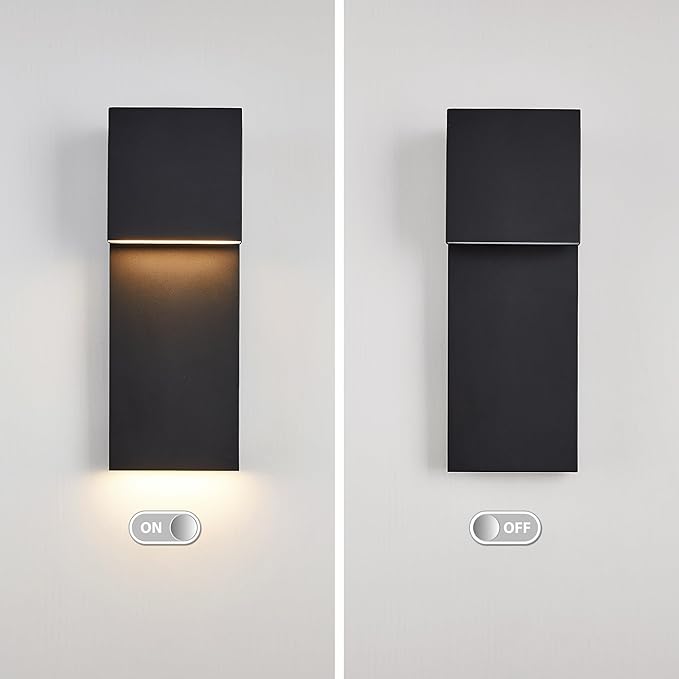 Modern LED Outdoor Wall Sconce 17W Integrated LED Outdoor Wall MountAnti Rust Textured Black Suit for Wet Locations and All RoomsEasily Installed in Any Direction.Bulb Included.