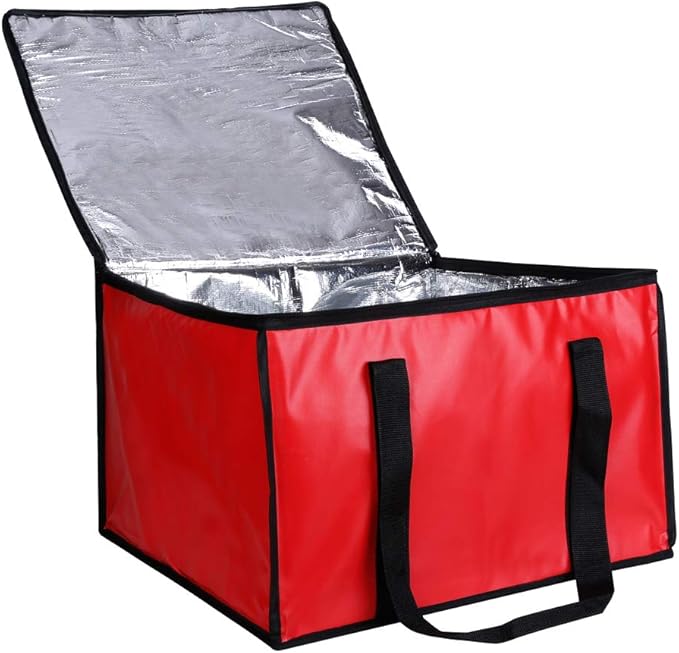 cherrboll Insulated Pizza Delivery Bag 20 by 20 by 14 -Inch Commercial Grade Food Delivery Bag Moisture Free (Red)