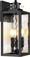 Large Motion Sensor Outdoor Wall Light Black Exterior Wall Sconce Light Fixtures with Water-Rippled Glass Waterproof Modern Outside Wall Lantern for House Porch Patio Garage Bulbs Not Included
