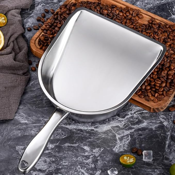 Large Thickened Stainless Steel Scoop Handle Design Multi-Purpose for Grain/Feed/Flour/Grain Household Cleaning &amp Storage