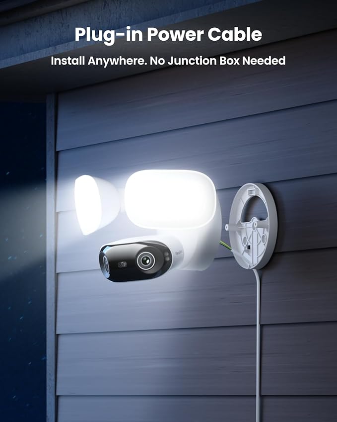REOLINK Elite Floodlight WiFi with Plug-in Power Cable 4K 8MP 180° Panoramic Floodlight Camera Adjustable 3000 Lumens Spotlights AI Video Search Dual-Band Wi-Fi 6 24/7 Recording No Monthly Fees