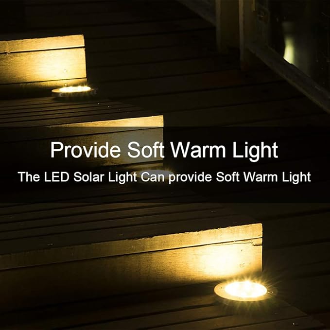 ZGWJ 8 Pack Solar Ground Lights8 LED Solar Garden Lights Outdoor Waterproof Landscape Lighting for Yard Walkway Patio Lawn Driveway Decoration Warm White