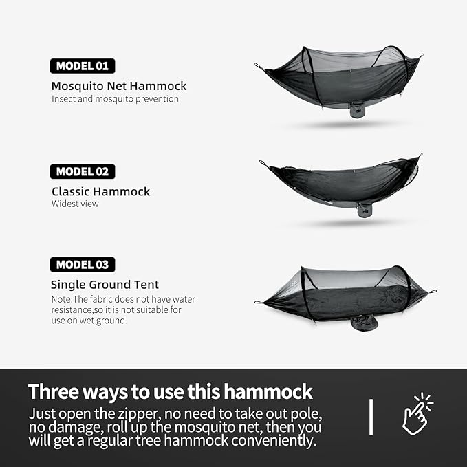 Hammock with Mosquito Net - Lightweight Portable 1 Person Hammock - for Camping Hiking Backpacking Travel a Festival or The Beach