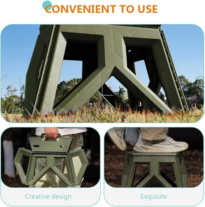Portable Folding Fishing Stool Plastic Foldable Camping Stool with Handle for Outdoor Hiking and Fishing for Adults