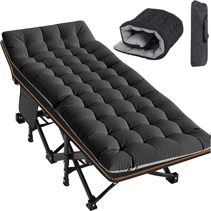 XXL Oversized Camping Cot for Adults with Mattress Portable Sleep Bed for Outdoor Travel Hiking Beach Includes Carry Bag - Comfortable &amp Durable