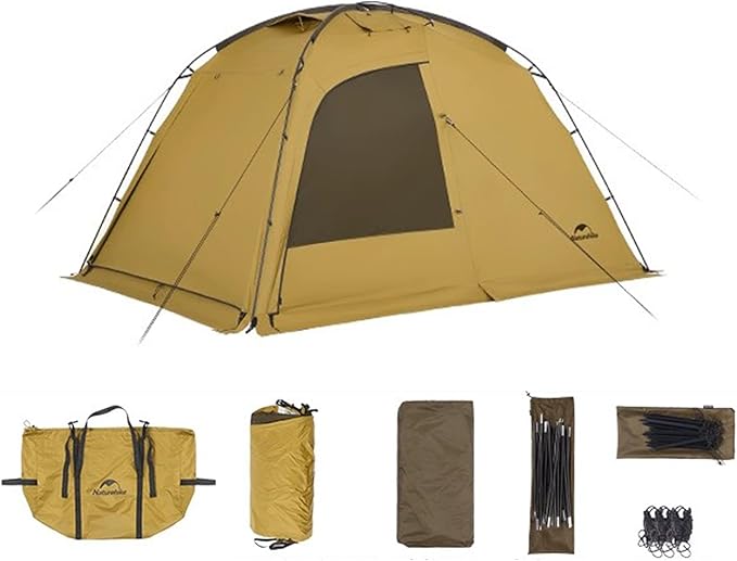 Naturehike Dune Hot Tent with Stove Jack 117 sq ft 4 Seasons Camping Tent 2-4 Person Waterproof Large Tent for Family Car Camping Picnic Fishing 6 Person