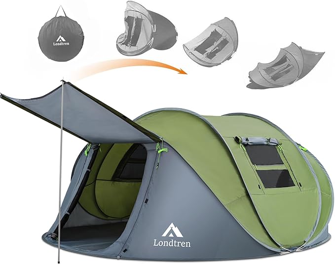 4 Person Easy Pop Up Tent Waterproof Automatic Setup 2 Doors-Instant Family Tents for Camping Hiking &amp Traveling