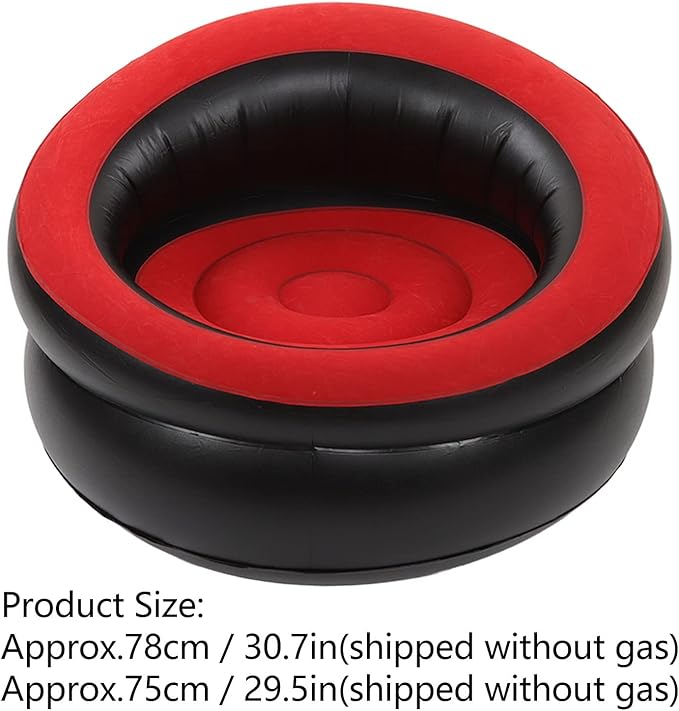 Inflatable Chair Flocking Inflatable Armchair Outdoor Inflatable Lazy Sofa Chair Inflatable Couch Outdoor Air Sofa for Camping Living Room Reading Room Office Balcony Travel 78 X 75cm (red)