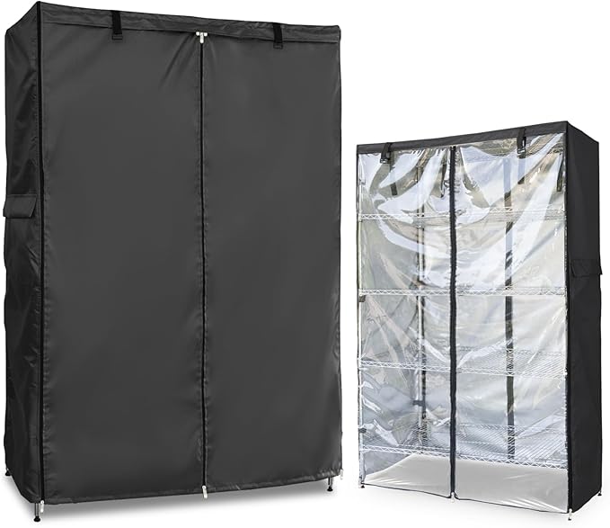 Waterproof Shelf CoverOutdoor 600D Heavy Duty Dustproof Storage Shelves Cover48''x18''x72'' Shelf Covers for Wire Shelving with ZippersStorage Rack Covers with Clear Front
