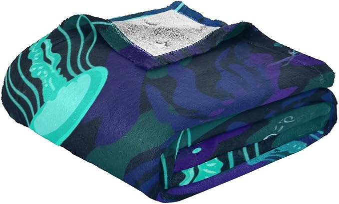 Throw Over Blanket Undersea Camouflage Black Blue Jellyfish Sofa Throws 50 x 70 Inch