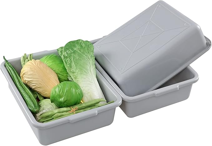 Obstnny 13 L Commercial Bus Tub 3 Pack Plastic Dishpan Basin Grey