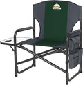 Oversized Directors Camping Chair Support 600 LBS Heavy Duty Folding Outdoor Chairs with Detachable Side Pocket and Adjustable Side Table for Outside BeachLawnFishing (Green)