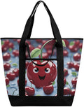 Insulated Shopping BagLarge Reusable Cooler Bags Cartoon Cherry Printed Foldable Shopping BagTravel Waterproof Shoulder Bag