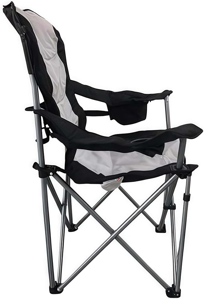 Wild Scape Oversized Folding Camping Chair for Adults Foldable Beach Chairs with Cup Holder Cooler Pocket Storage Bag Heavy Duty Portable Fishing Chair for Outdoor Garden Picnic Grey &amp Blac