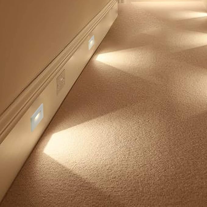 Ciata LED Stair Lights Indoor Step Lights Outdoor Light 3 Watt Warm White Stairway Lighting for Outdoor and Indoor Stairs 3000K Concrete Home Theater Lighting White Finish Horizontal 3 Pack