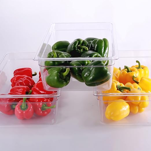 6-Pack 6-Inch Deep Clear Polycarbonate Food Pans - Full Size Commercial Hotel Pans (20.9 x 12.8) 20.6 Qt Capacity NSF Certified for Restaurants Hotels &amp Catering