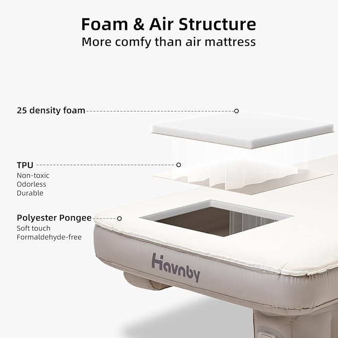 3rd Row Seat TPU Air Foam Mattress Customized Inflatable Mattress for Toyota Sienna Car Camping CozyPad with Rechargeable Built-in Pump Portable Blow Up Travel Sleeping Mat for MPV