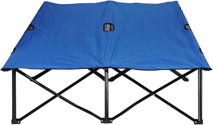2 Person Folding Camping Cot - 50 Extra Wide Elevated Outdoor Portable Sleeping Cot with Carry Bag for Camping Beach Hiking