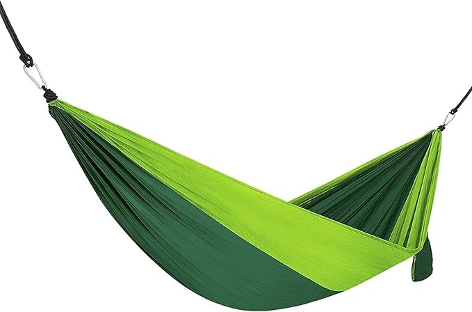 Portable Nylon Hammock Swing Chair Lightweight &amp Easy to Assemble with Straps Perfect for Summer Camping Travel Garden and Outdoor Relaxation (290x150cm)