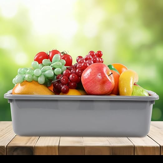 Ramddy 8 L Food Service Commercial Bus Tubs 4 Packs Small Rectangle Wash Basin Dishpan Grey