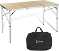 ARROWHEAD OUTDOOR 4’ ft Heavy-Duty Portable Aluminum Frame Folding Table w/Leveling Feet Solid Tabletop Surface 2 Adjustable Heights Carrying Case Included Lightweight USA-Based Support
