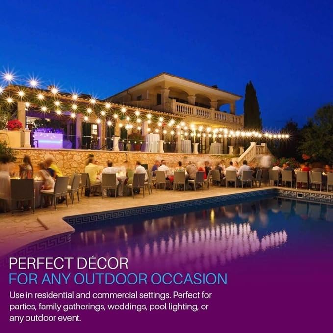 Svater Outdoor String Lights Waterproof 100 FT LED Patio Lights Outside with 52 Shatterproof G40 Bulbs Dimmable Hanging Globe Lighting for Bistro Backyard Cafe Market Porch Warm White 2700K