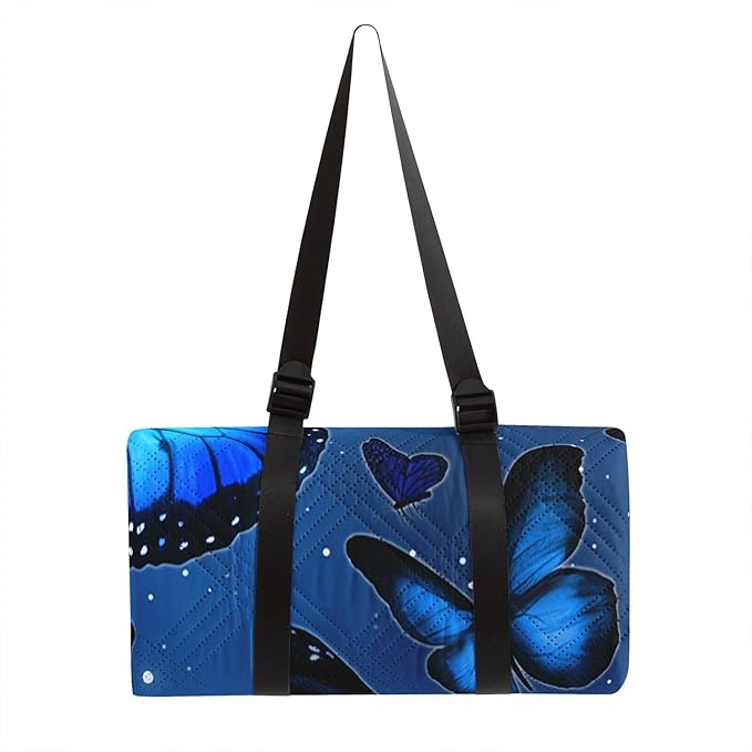Outdoor Picnic Blanket Portable Ultrasonic Waterproof Picnic Cartoon Butterfly Blue Printed Camping Beach Mat for Sand and Wet Grass Hiking (Cartoon Butterfly S