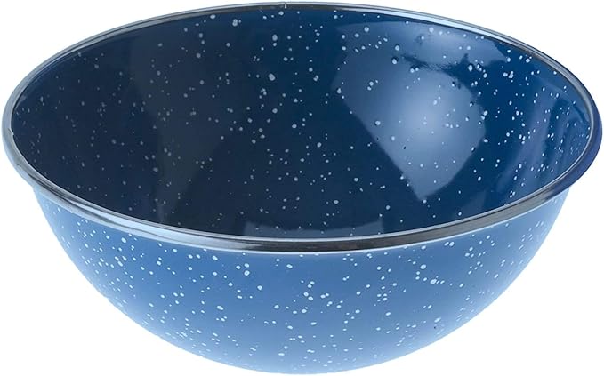 GSI Outdoors Pioneer Enamel 12 Pieces (4-Person) Dish Set I Enamelware Dishes Including Plates Bowls and Mugs for Camping Outdoors RV Camp Blue