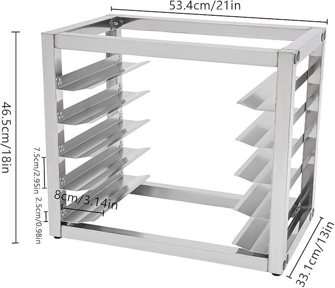 5 Tier Bun Pan Rack Commercial Pan Organizer Sheet Pan Stainless Steel Bakery Storage Rack Baking Tray Racks for Bakeries/Kitchens/RestaurantsSize:21 * 13 * 18 in (5 Tier)