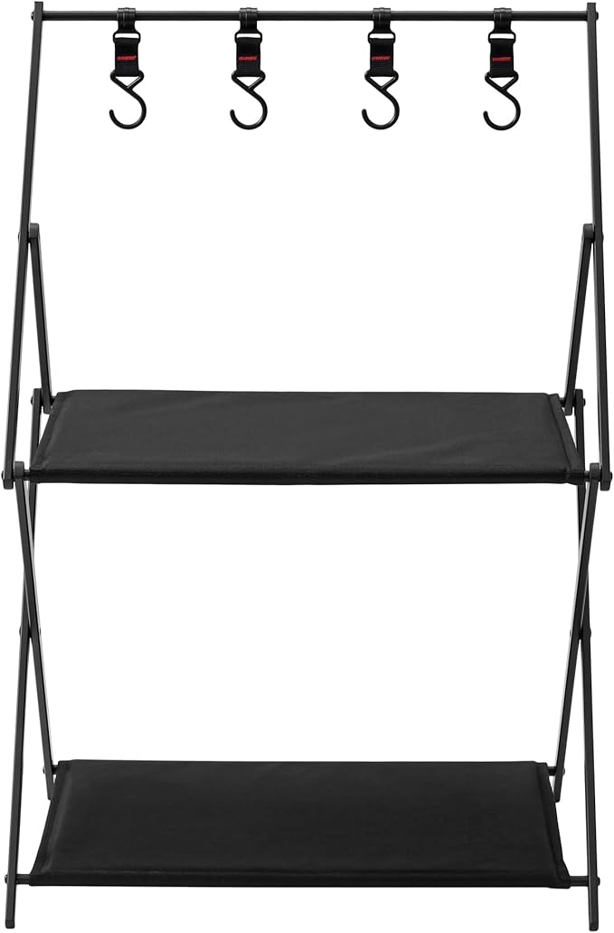 Navaris Camping Kitchen Station - Lightweight Durable &amp Foldable Camp Table - Pop Up Outdoor Folding Tables Ideal for Beach Picnic &amp Tailgate Use - Portable 2-Tier Cooking Shelf