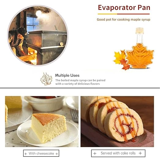 Marada Maple Syrup Evaporator Pan with Dual Interface Steam Table Pan304 Stainless Jam Food Chafing for Home Outdoor Cooking (30L x 16W x 9.5H)