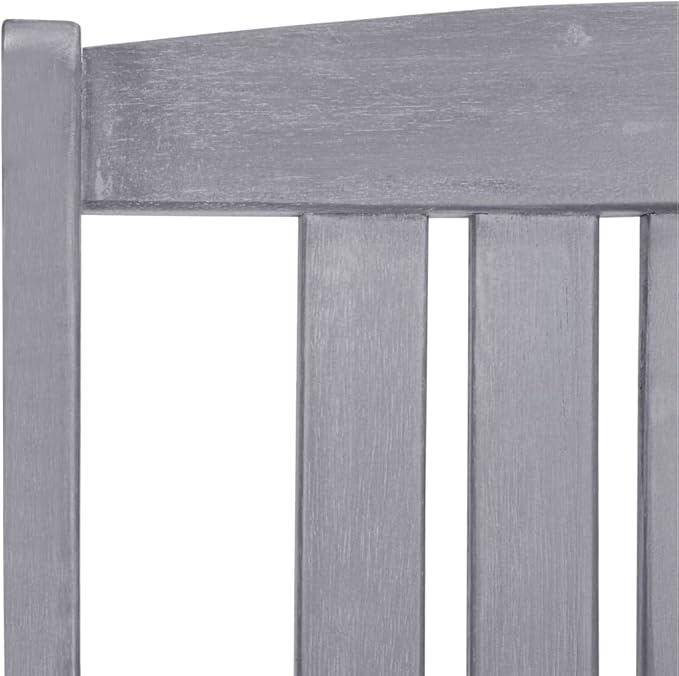 Garden Chair Set of 4 Grey Solid Acacia Wood Standard Durable Outdoor Seating with Weathered Finish for Patio Balcony Dining
