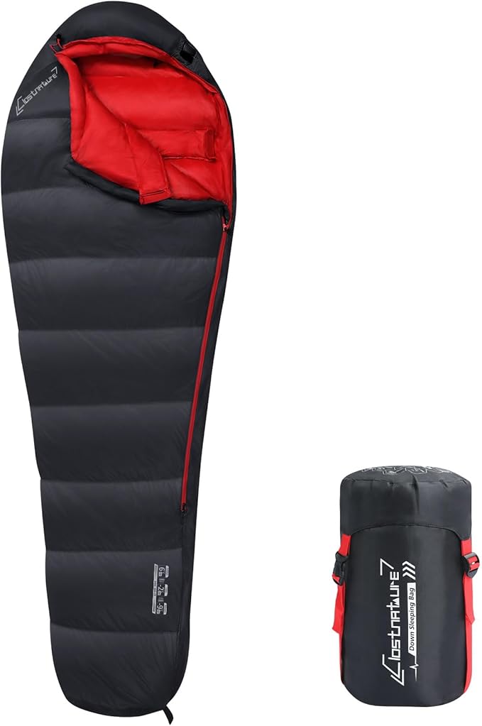 Clostnature Down Sleeping Bag for Adults - 20D 550 Fill Power Backpacking Mummy Sleeping Bag for 16°F - 45°F Lightweight 4 Season Clod Weather Camping Gear with Compression Sack